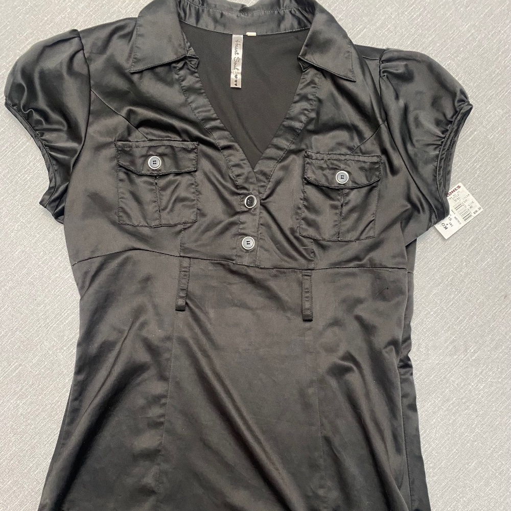 Rich Black Satin Blouse